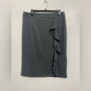 Grace Karin Charcoal Pencil Skirt with Ruffle